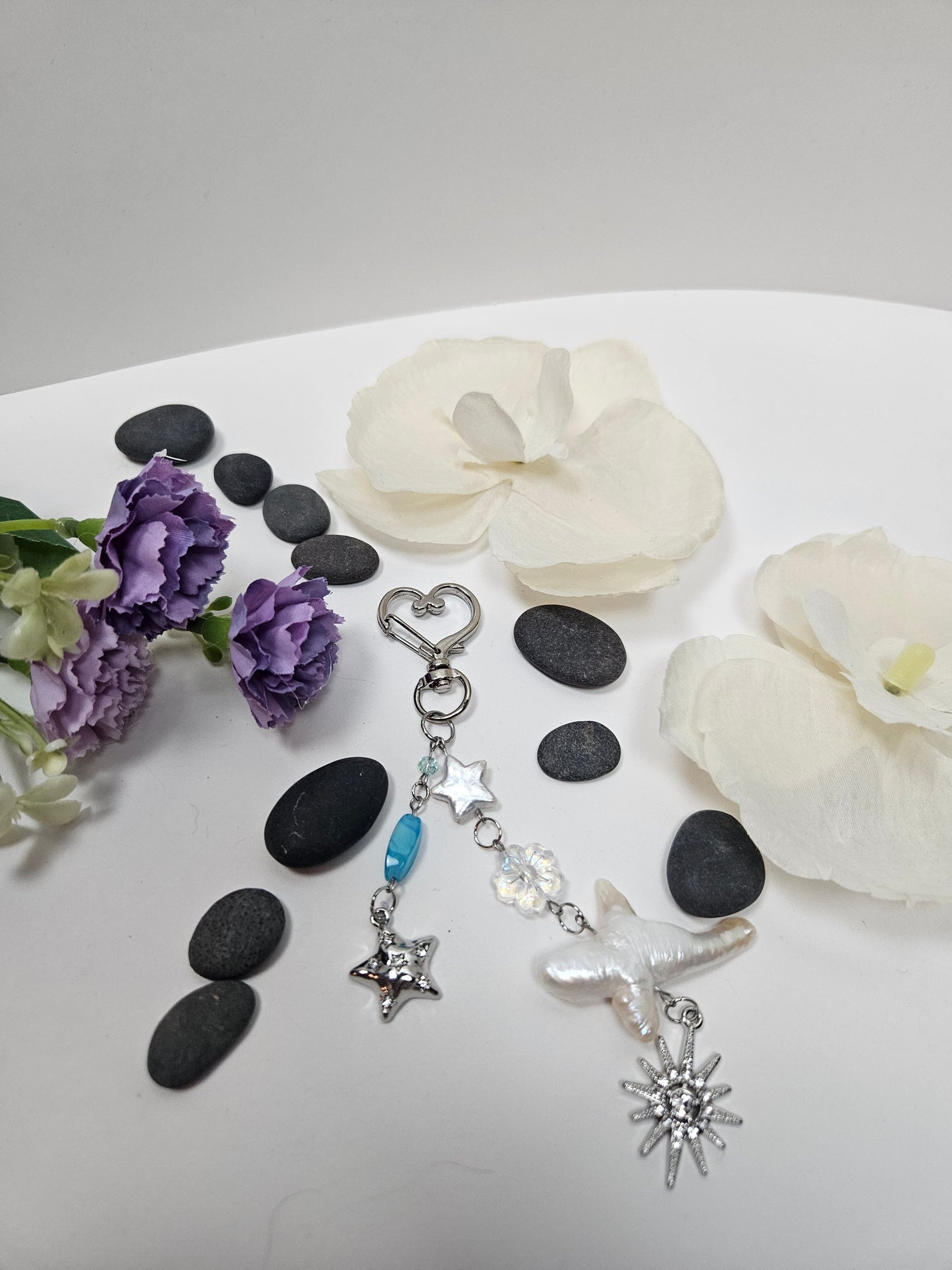 Chunky Floral Star Baroque Pearl Charm