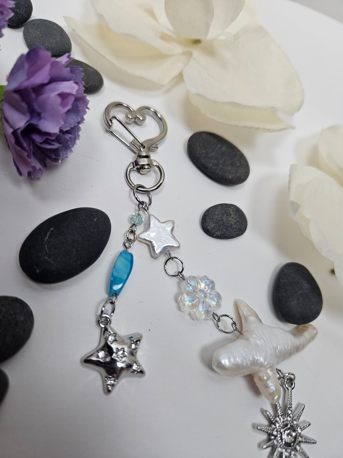 Chunky Floral Star Baroque Pearl Charm