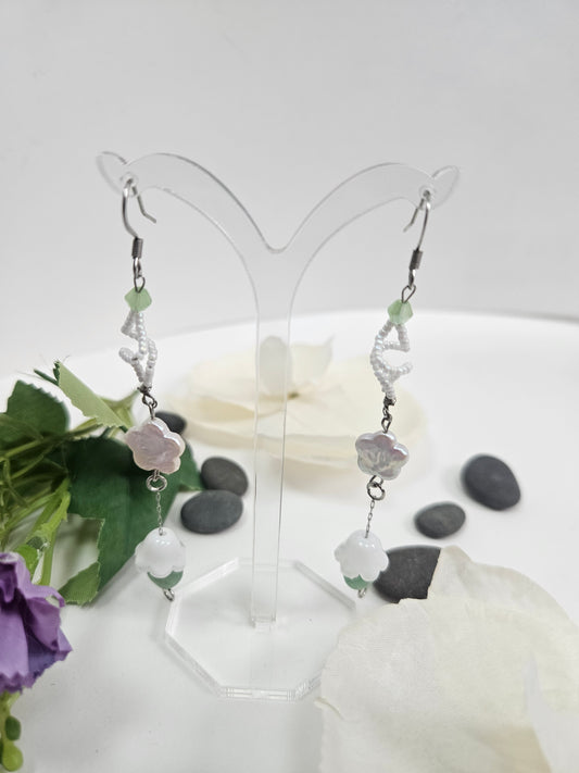 Jade Blossom Dangle Drop Earrings Elegant Style
